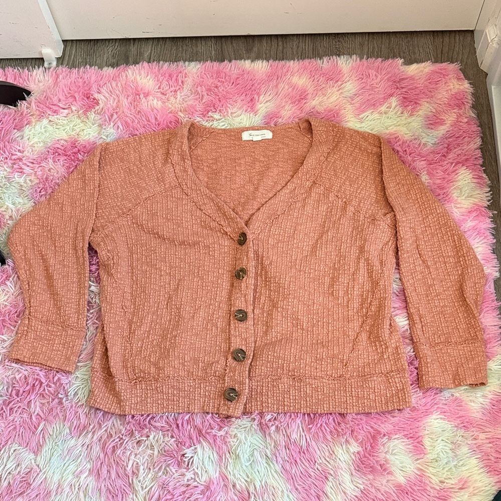 Two by Vince Camuto Women's Pink Button Cardigan